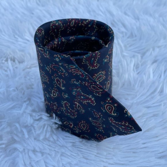 Morgan Hart Tie Necktie 100% Silk Blue Paisley Classic Tie Made in USA - Picture 10 of 12
